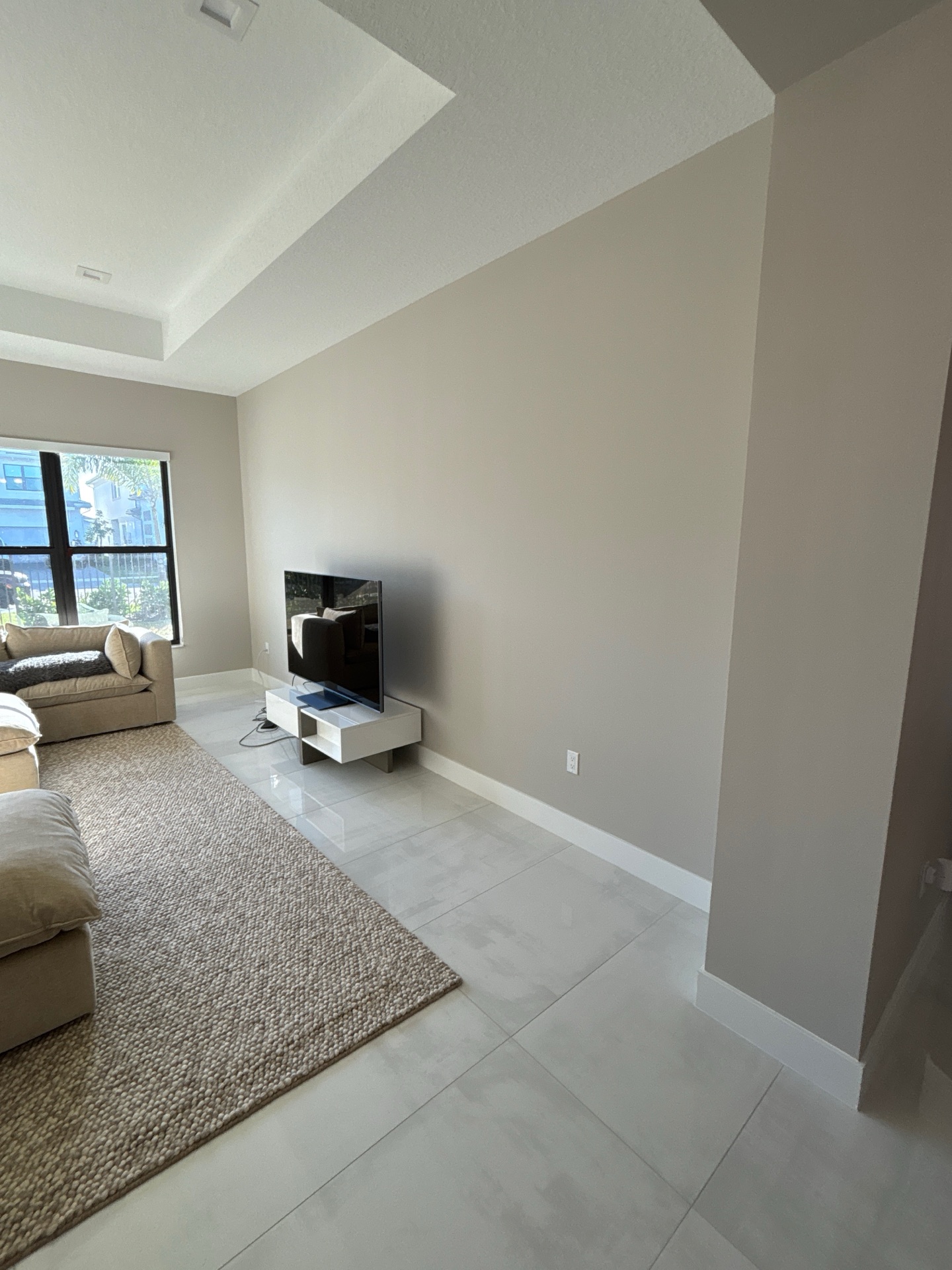 Living Room TV Wall with Backlight before